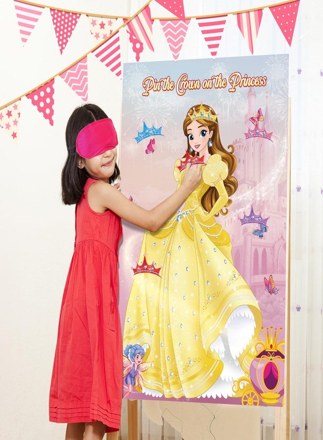 Abilat Pin The Crown on The Princess Party Games for Girls Kids Birthday Decorations Princesses Tea Party Supplies Large Princess Game Poster with 40 Crown Stickers - Image 4